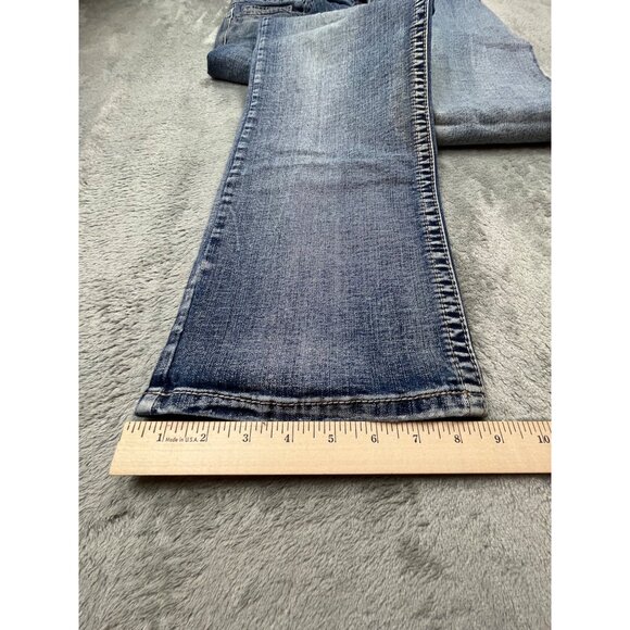 Axel Slim Bootcut Jeans W34 L31 Blue Grunge Stone Wash Cowboy Workwear Distresse - Picture 6 of 14